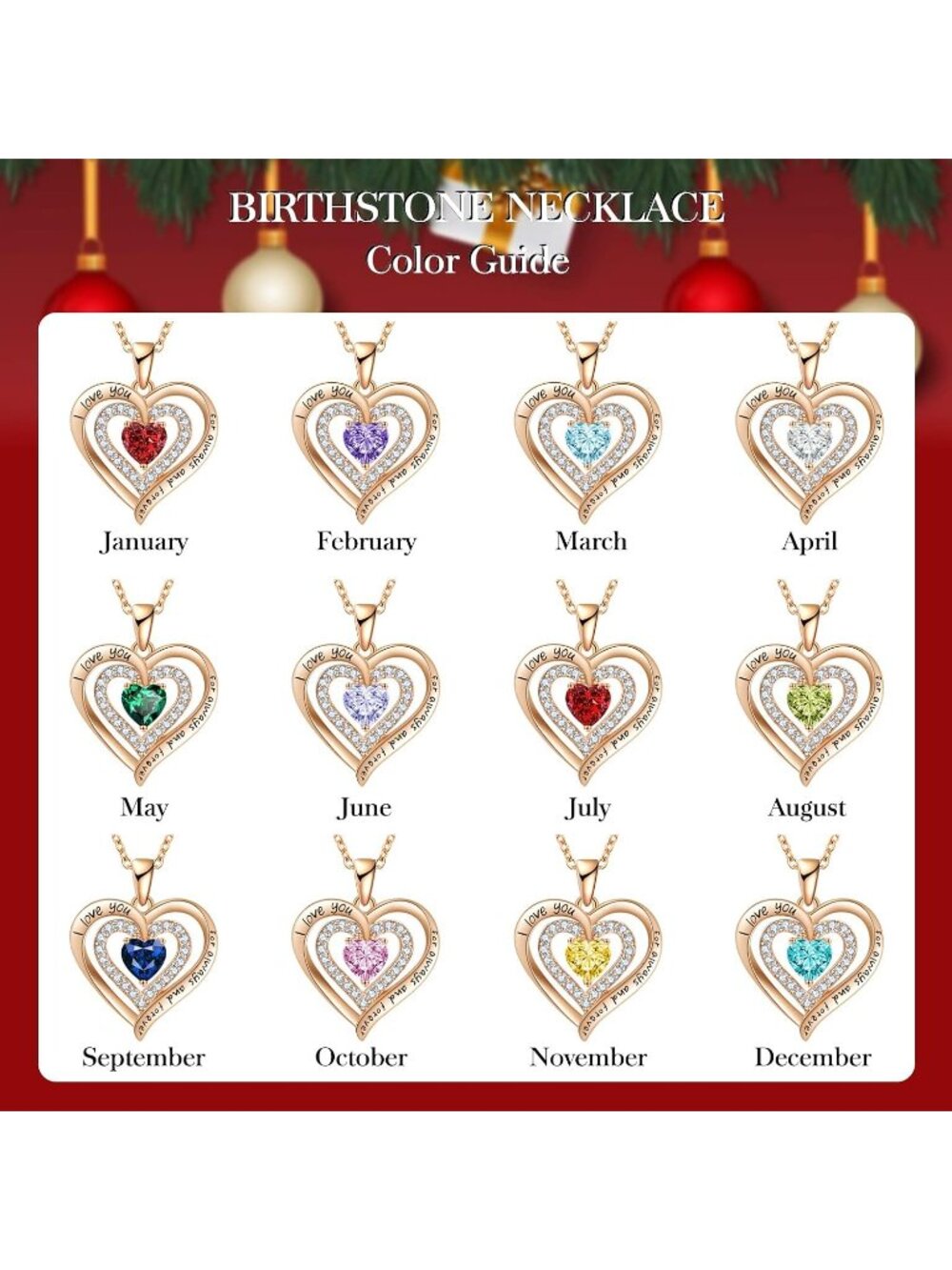 Women's Rose Gold Green Birthday Gift Christmas Anniversary Jewelry Necklace - Picture 6 of 6